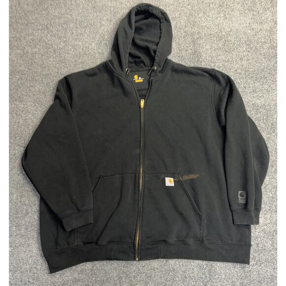 Carhartt Men's 4XL Rain Defender Original Fit Full-Zip Hooded Sweatshirt Black - Picture 1 of 9